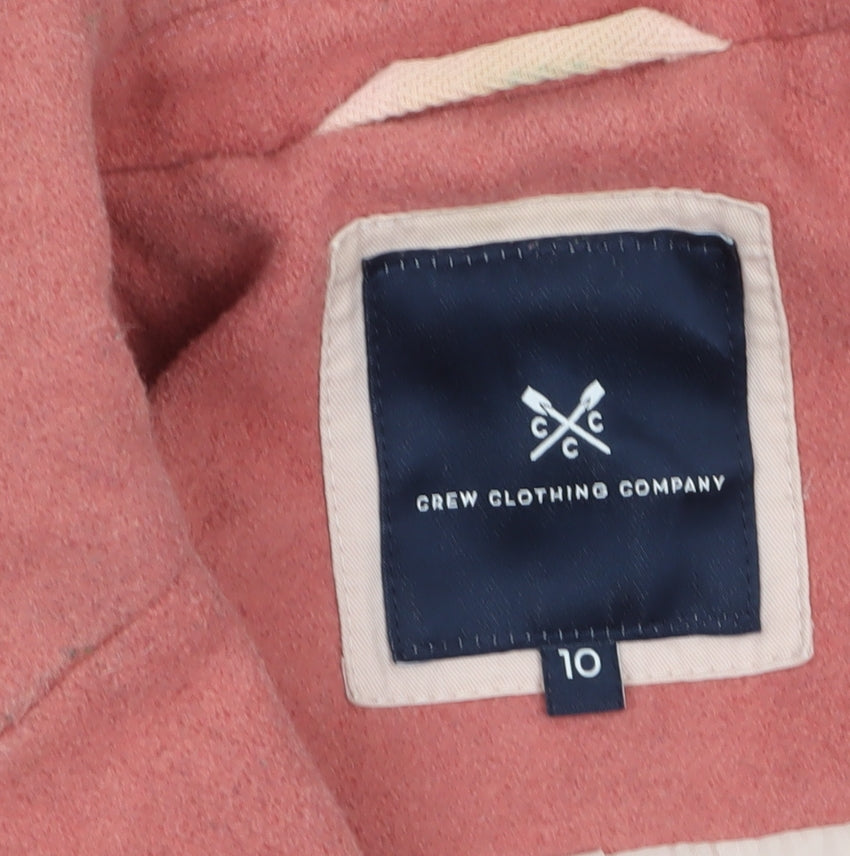 Crew Clothing Pink Wool Blend Long Overcoat Size 10