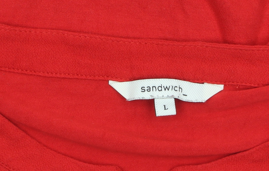 Sandwich Women's Red Long Sleeve Tunic Blouse Size L