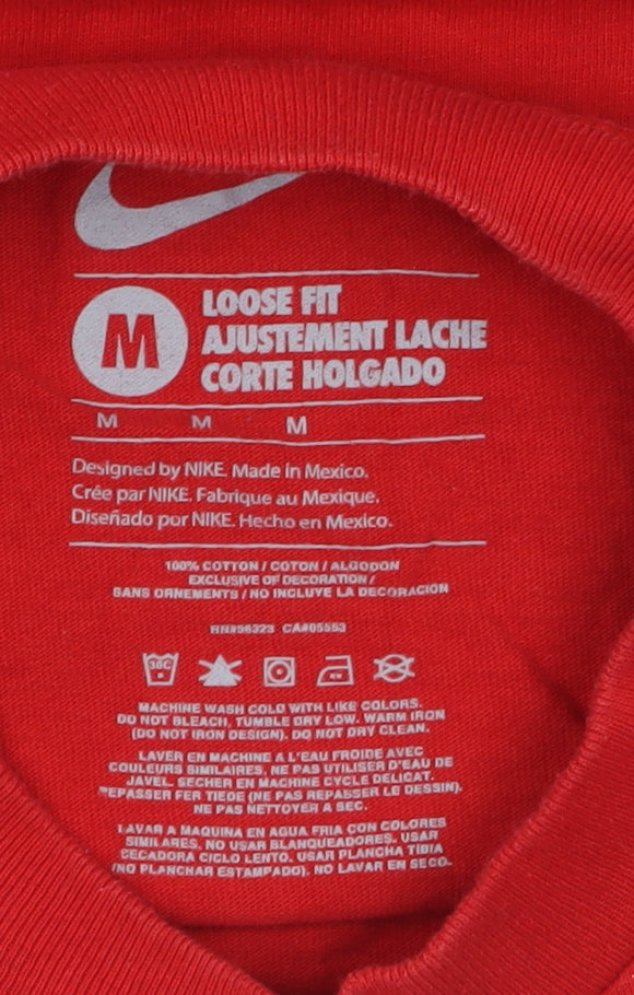 Nike Men's Red Loose Fit Graphic T-Shirt M Crew Neck Cotton