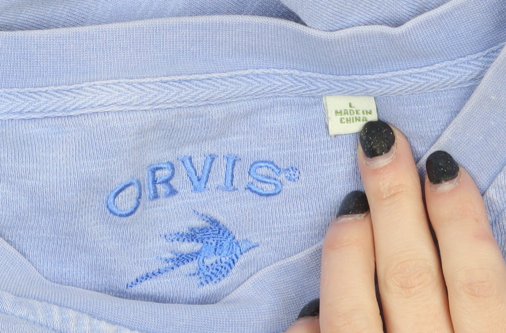 Orvis Women Light Blue Cotton Pullover Sweatshirt Size L
