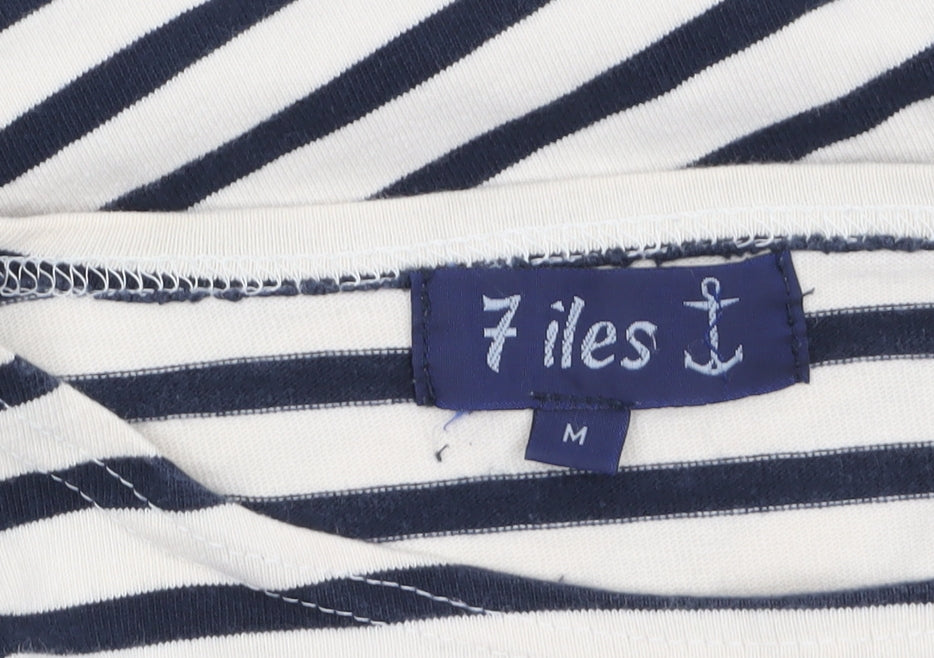 7 Iles Women's Multicoloured Striped Cotton Long Sleeve T-Shirt M