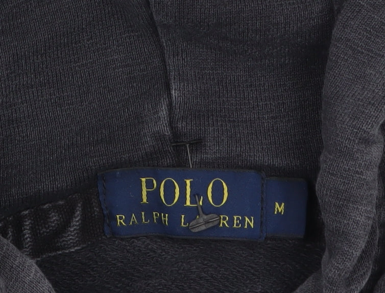 Ralph Lauren Men’s Black Full Zip Hoodie Size M Cotton Logo Sweatshirt