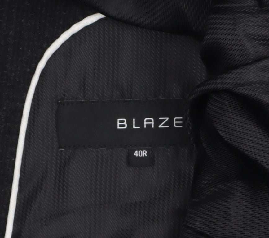 Blaze Men’s Black Wool Blend Mid-Length Classic Overcoat 40R
