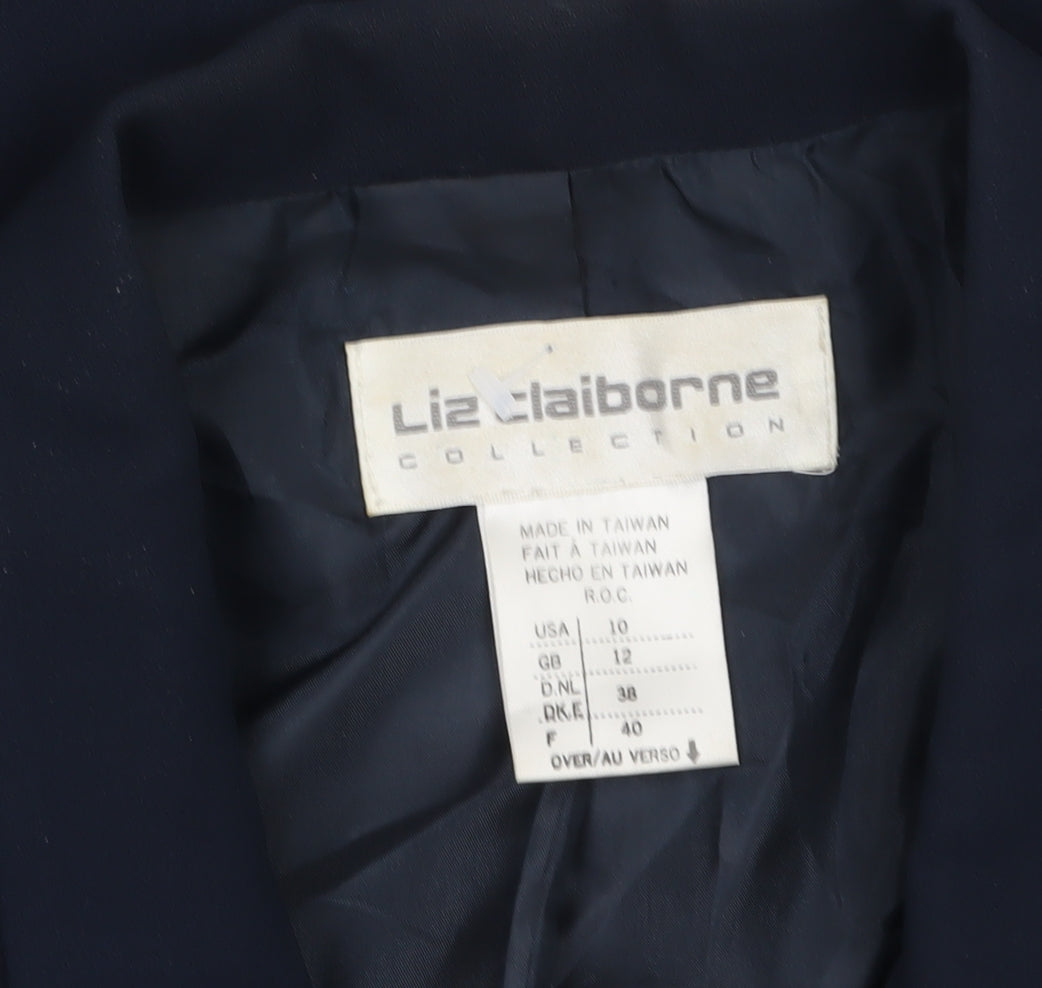 Liz Claiborne Women Navy Blue Single-Breasted Blazer Size 12