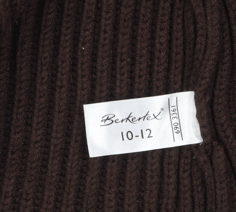 Berkertex Women Brown Knit Collared Cardigan Size 10-12