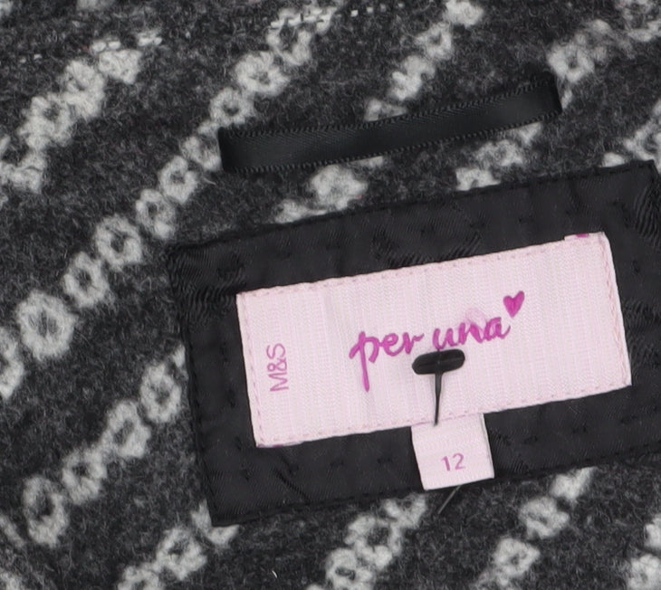 Marks & Spencer Per Una Women's Grey Wool Blend Mid-Length Coat Size 12