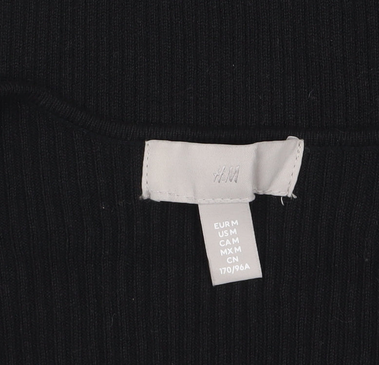 H&M Women's Black V-Neck Slim Fit Long Sleeve Pullover Jumper Size 12