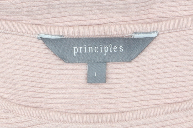 Principles Women Pink Knit Boat Neck Relaxed Fit Jumper Size L