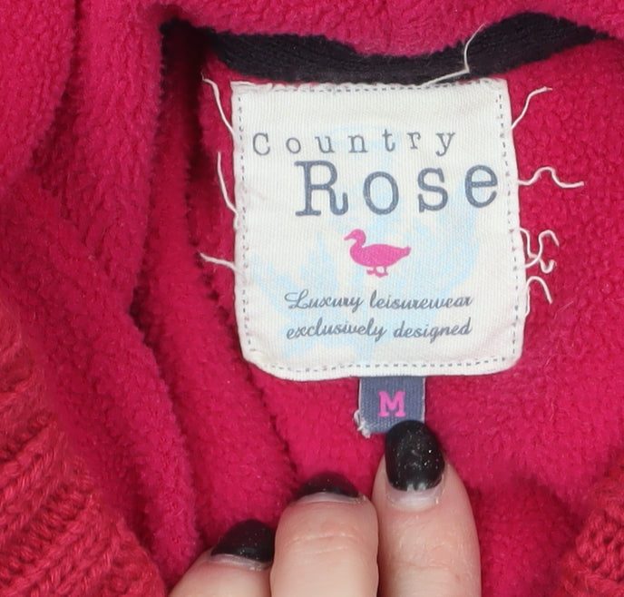 Country Rose Women’s Pink Hooded Knit Cardigan M Acrylic Lined