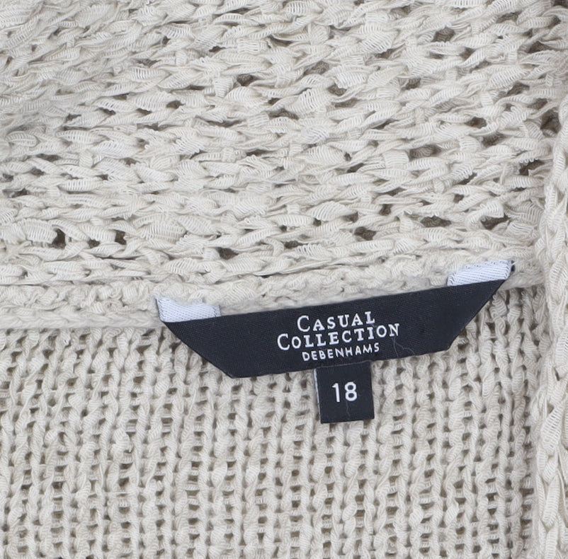 Debenhams Women Beige Open-Knit Cardigan Size 18