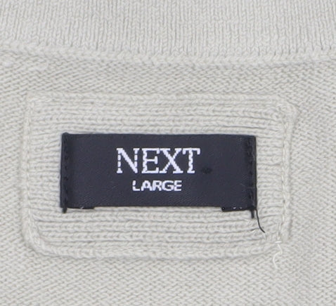 Next Men’s Beige Acrylic V-Neck Jumper Size L Regular Fit