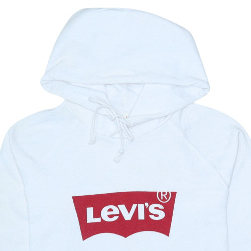 Levi's Womens White Pullover Hoodie XS Logo Print Cotton Blend