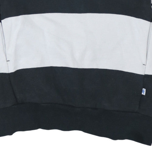 Adidas Women Black White Striped Long Sleeve Hooded Pullover Sweatshirt Size M