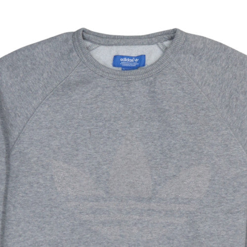Adidas Men's Grey Logo Pullover Sweatshirt XS Crew Neck