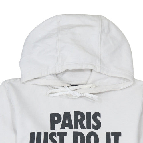 Nike Women White Pullover Hoodie Paris Just Do It S Cotton Blend