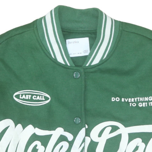 Bershka Women's Green Varsity Jacket Size S Casual Short Style