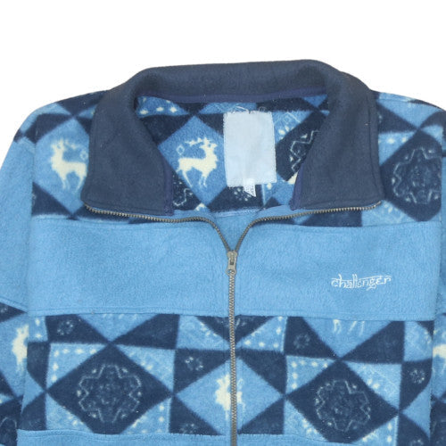 Challenger Women's Blue Fleece Zip Jacket Size 20 Winter Pattern