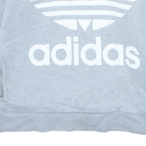Adidas Women Grey Trefoil Logo Hoodie UK 12 Pullover Sweatshirt