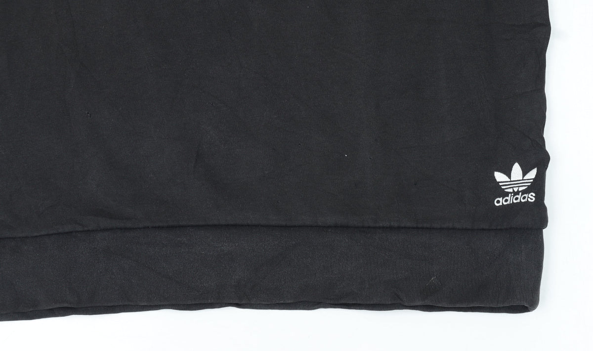 Adidas Men's Black L Crew Neck Pullover Sweatshirt with Stripes