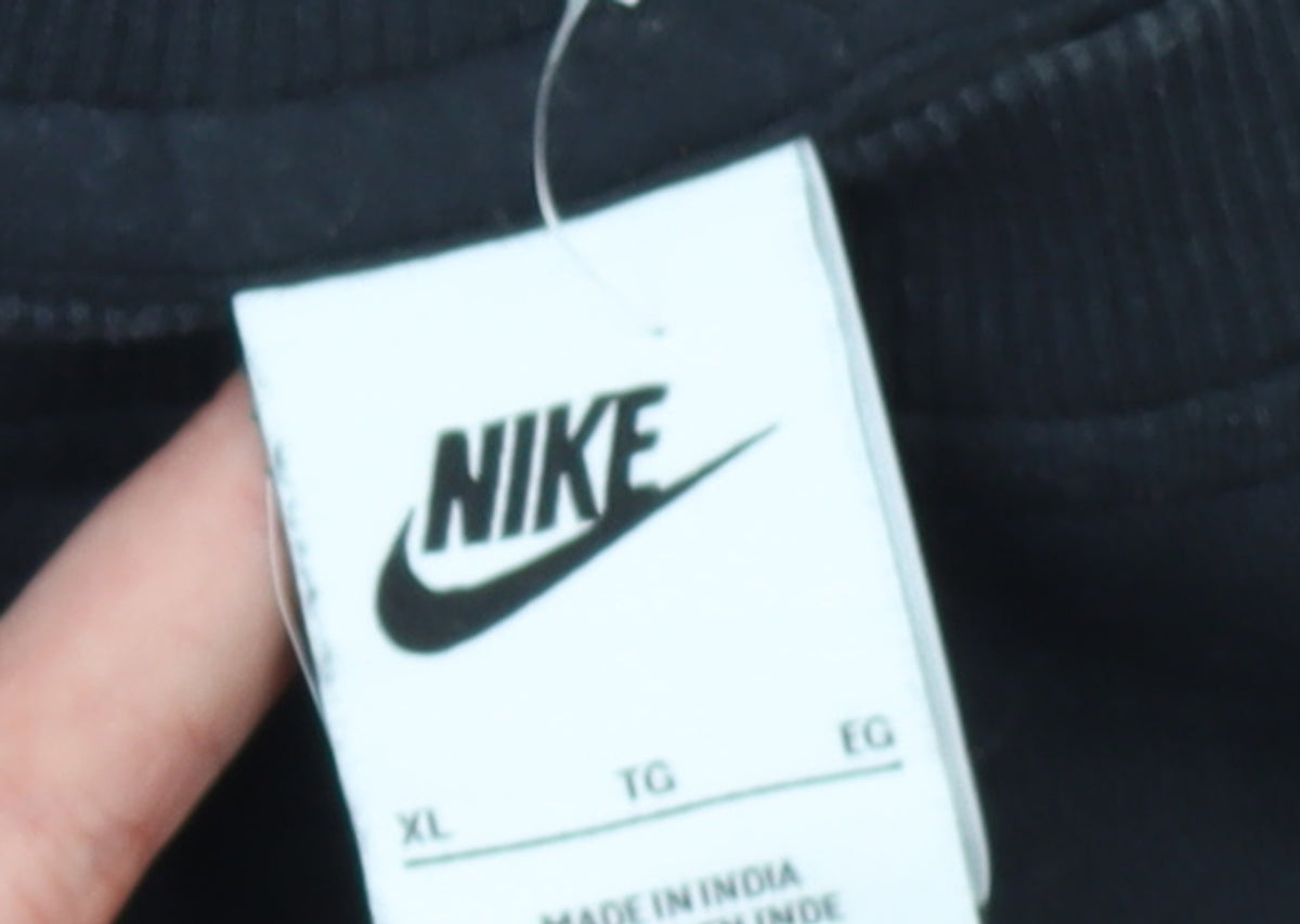 Nike Boys Black XL Pullover Sweatshirt with Neon Logo – Regular Fit