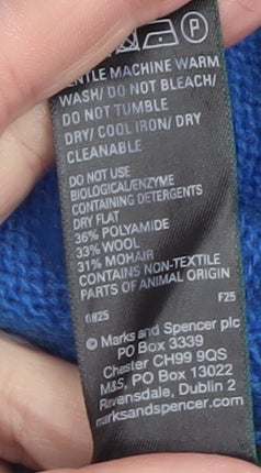 Marks & Spencer Women’s Blue Wool Mohair V-Neck Button Cardigan XS