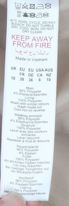 Dorothy Perkins Women Beige Blazer UK 10 Classic Mid-Length Jacket