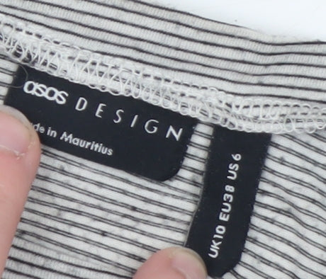 ASOS DESIGN Womens Grey Striped Tunic Blouse UK 10 Long Sleeve