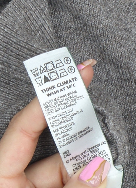 Marks and Spencer Womens Grey Roll Neck Long Sleeve Classic Jumper XL
