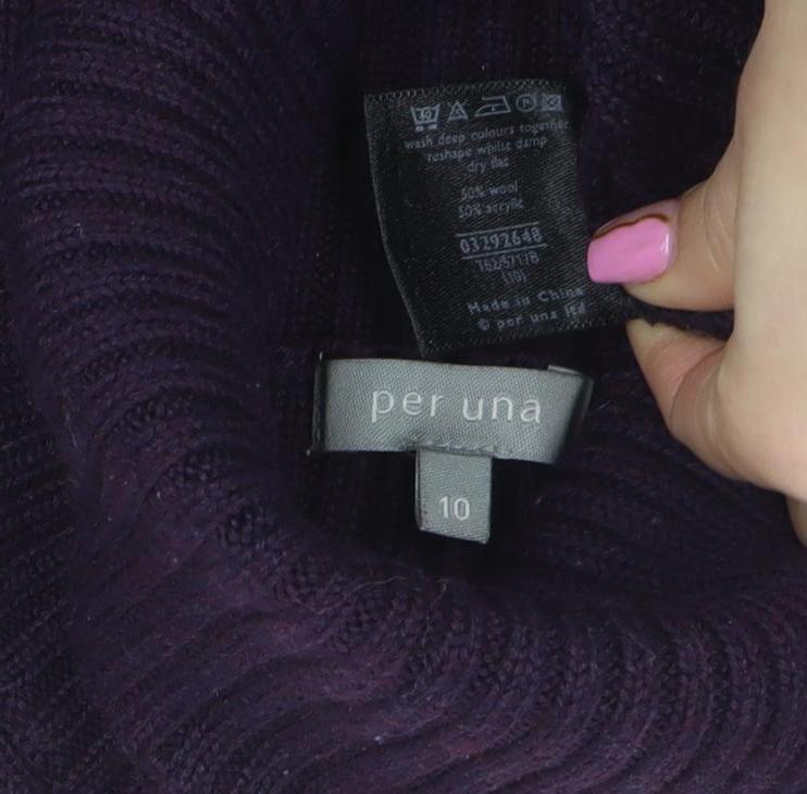 Per Una Women’s Purple Wool Blend Roll Neck Jumper Size 10
