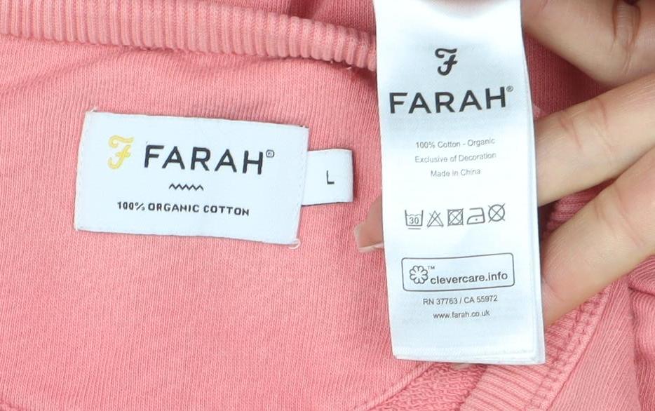 Farah Men's Pink Cotton Crew Neck Sweatshirt Size L