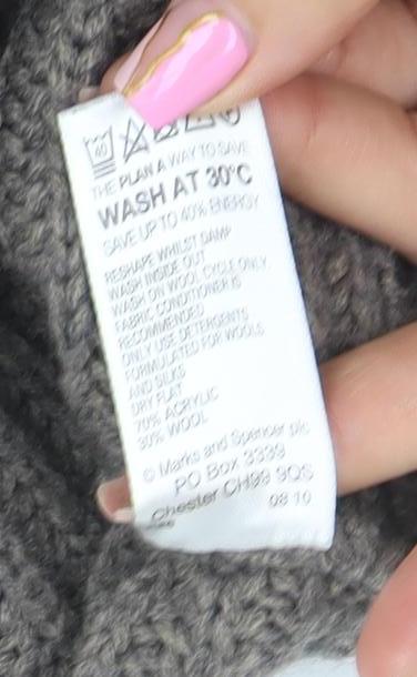 Marks & Spencer Women’s Brown Roll Neck Wool Blend Short Sleeve Jumper Size 12