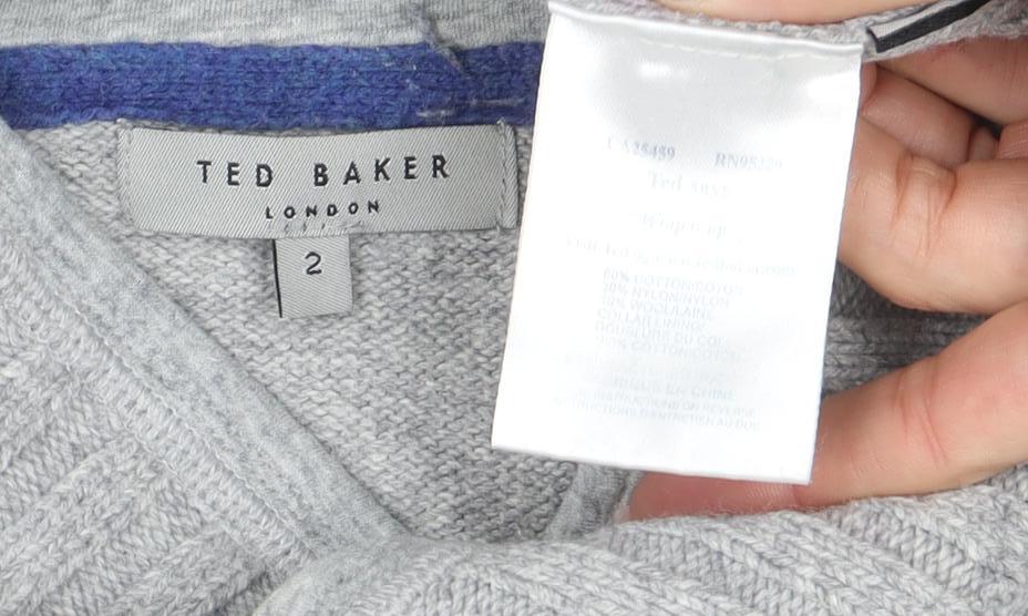 Ted Baker Men's Grey Wool Blend Collared Pullover Jumper M
