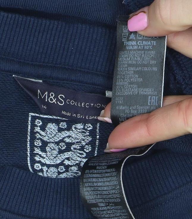 Marks and Spencer Women Navy England Crew Neck Sweatshirt Size M