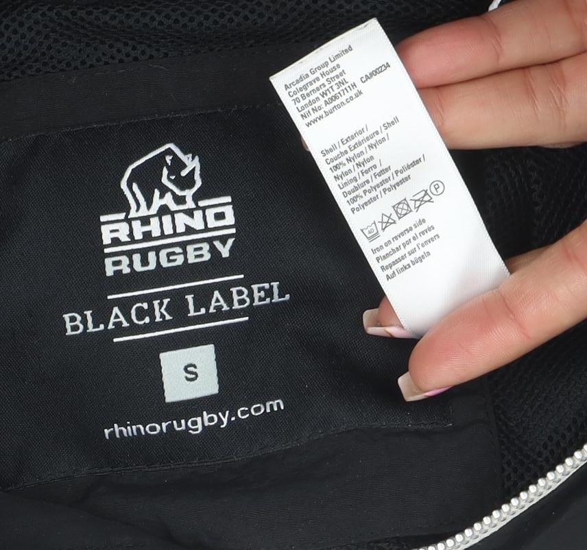 Rhino Rugby Black Label Men’s Black Grey Hooded Windbreaker Jacket Size S