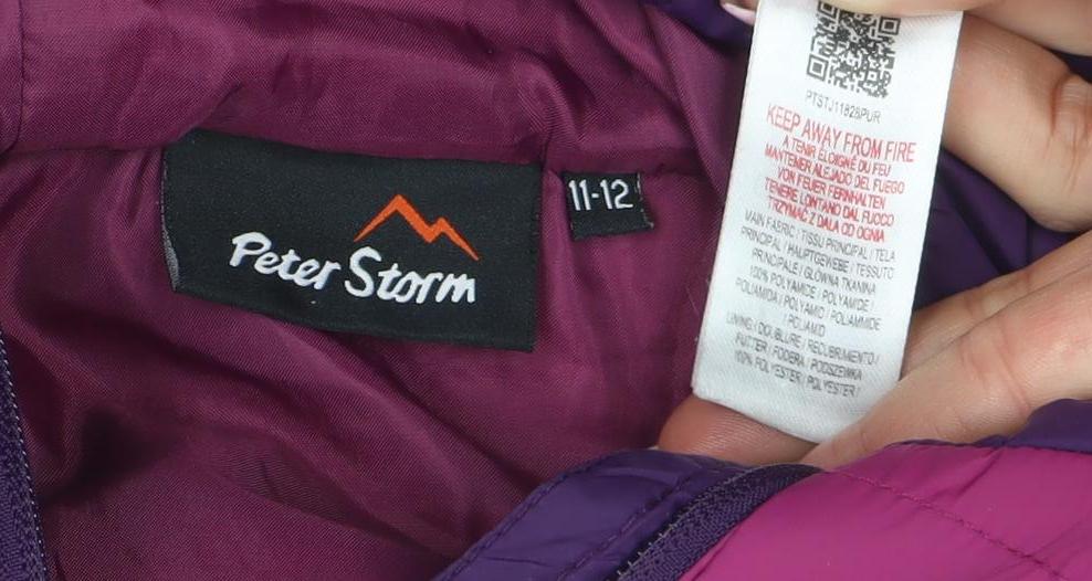 Peter Storm Girls Purple Puffer Jacket 11-12 Years Hooded Winter Coat
