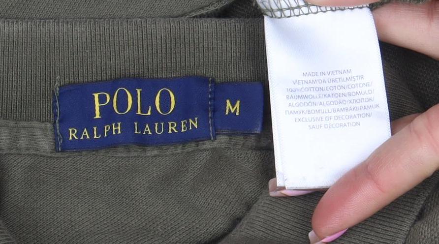 Ralph Lauren Men's Green Long Sleeve Cotton Polo Shirt Size M