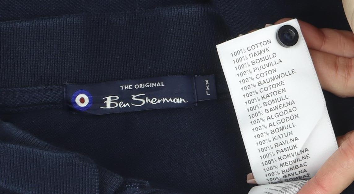 Ben Sherman Men's Blue 2XL Geometric Cotton Polo Shirt
