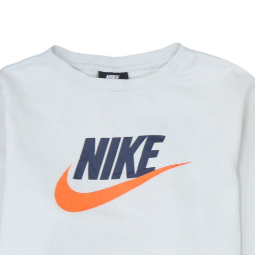 Nike Boys White Standard Fit XL Sweatshirt with Logo Print