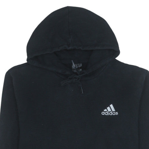 Adidas Men's Black Small Pullover Hoodie with Logo and Drawstring