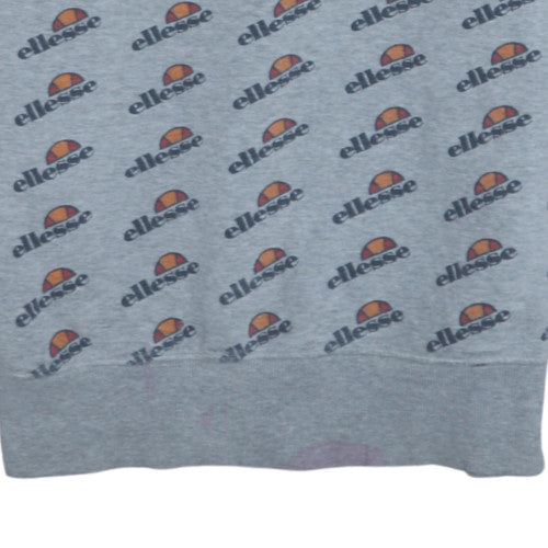 Ellesse Mens Grey Logo Print Crew Neck Sweatshirt Size L