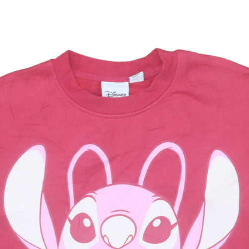 Disney Women Pink Pullover Sweatshirt 2XS Angel Cartoon Character