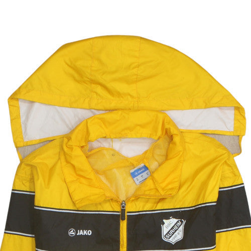 Jako Men's Yellow Windbreaker Jacket L Hooded Lightweight Sports