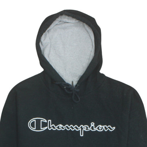 Champion Men's Black XL Pullover Hoodie with Logo Print