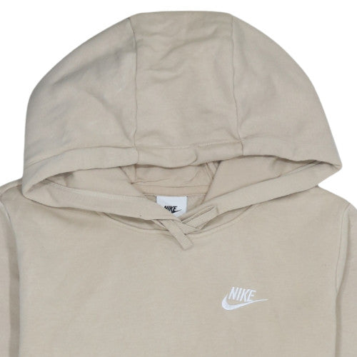 Nike Women Beige Pullover Hoodie Small Hooded Logo Sweatshirt
