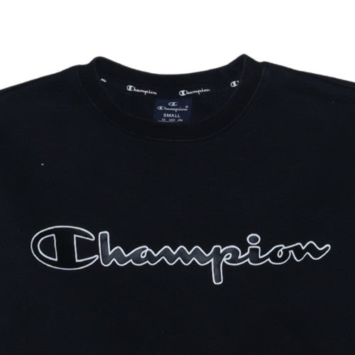 Champion Men's Black Small Crew Neck Pullover Logo Sweatshirt