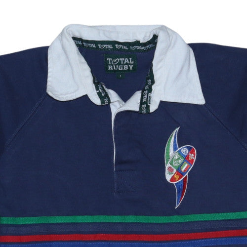 Total Rugby Men's Blue Striped Cotton Polo Shirt Size S