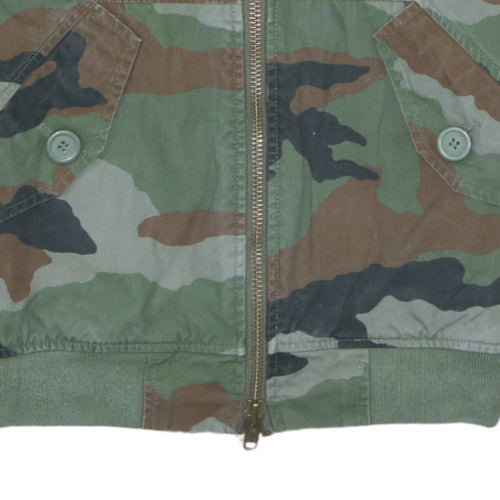 Bomboogie Men's Green Camouflage Bomber Jacket Size L Cotton Military Style