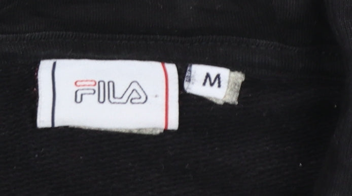Fila Men's Black M Pullover Hoodie with Logo and Red Stripe