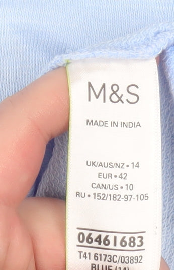 Marks & Spencer Women Blue Size 14 Hooded Cotton Zip Jacket