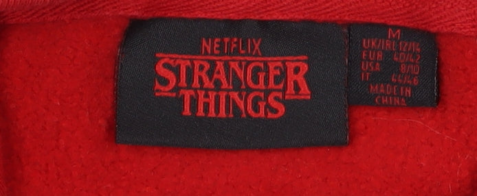Stranger Things Red Hoodie Women M Pullover Netflix Graphic Sweatshirt